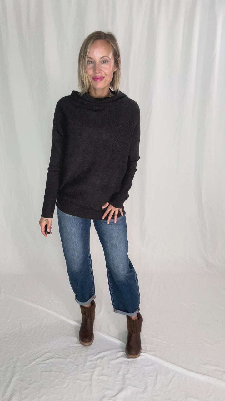 Wrenley Dolman Knit Sweater- CHARCOAL