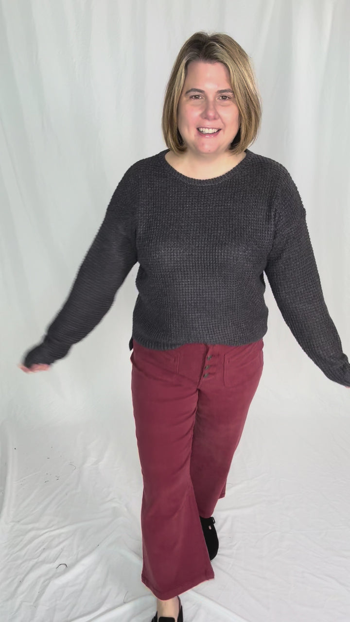 Monte Waffle Sweater- GUNMETAL