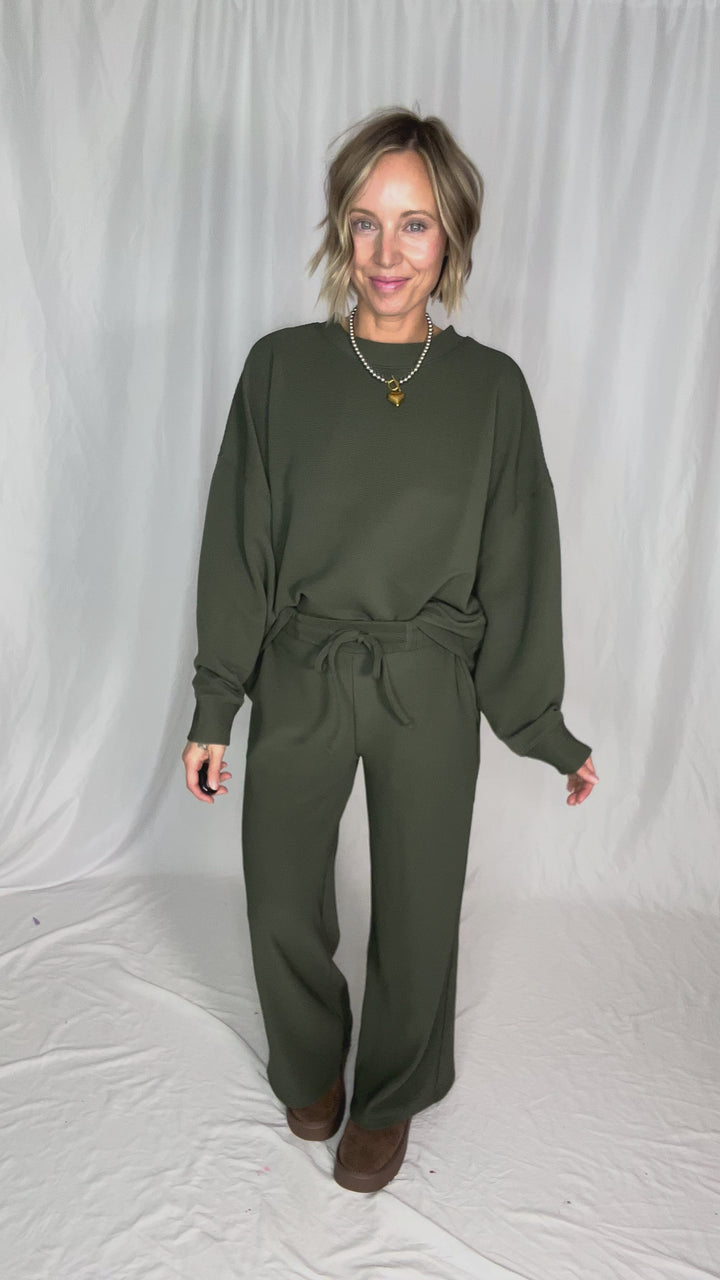 Cider Run Ribbed Set- DARK OLIVE
