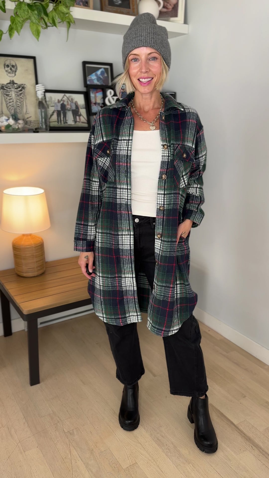 Out West Plaid Shacket- GREEN MULTI