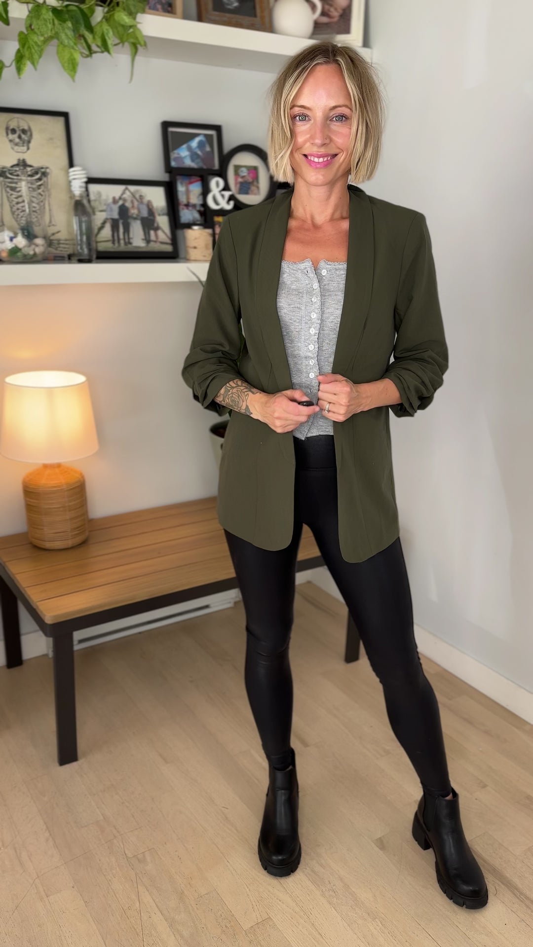 Only Bosella 3/4 Blazer- FOREST NIGHT