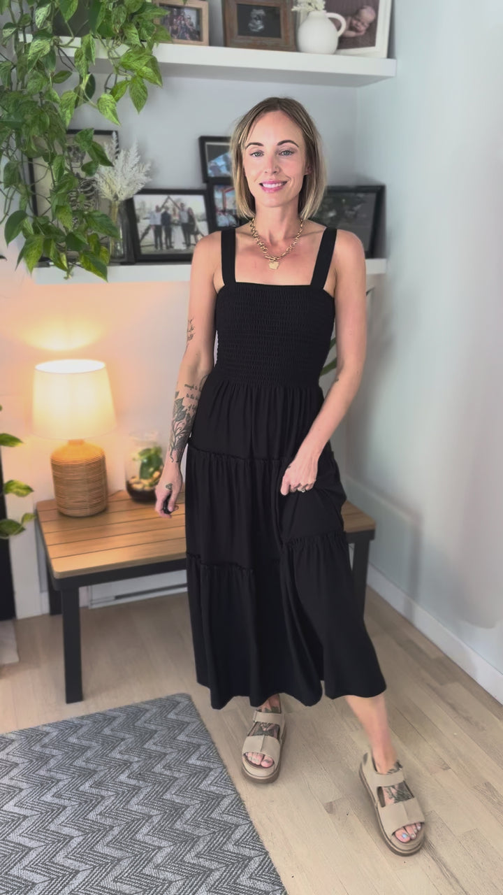 Althea Midi Dress- BLACK