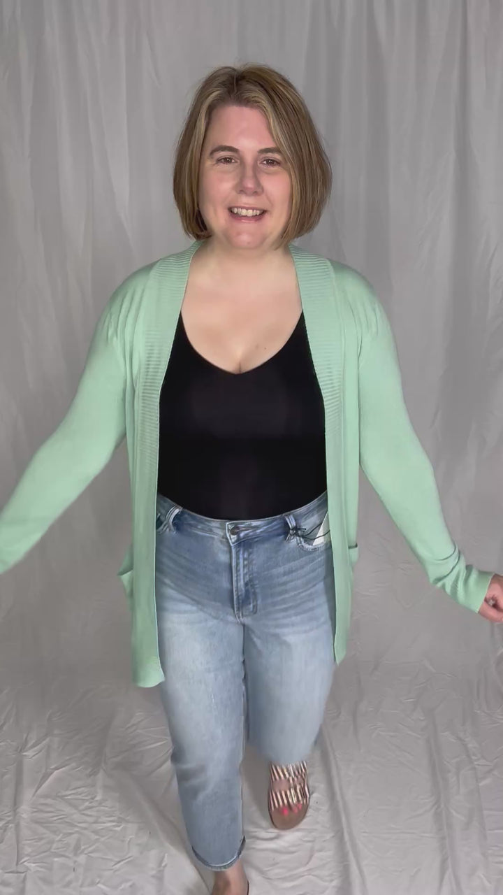 Jolene Knit Open Front Cardigan- COOL MINT