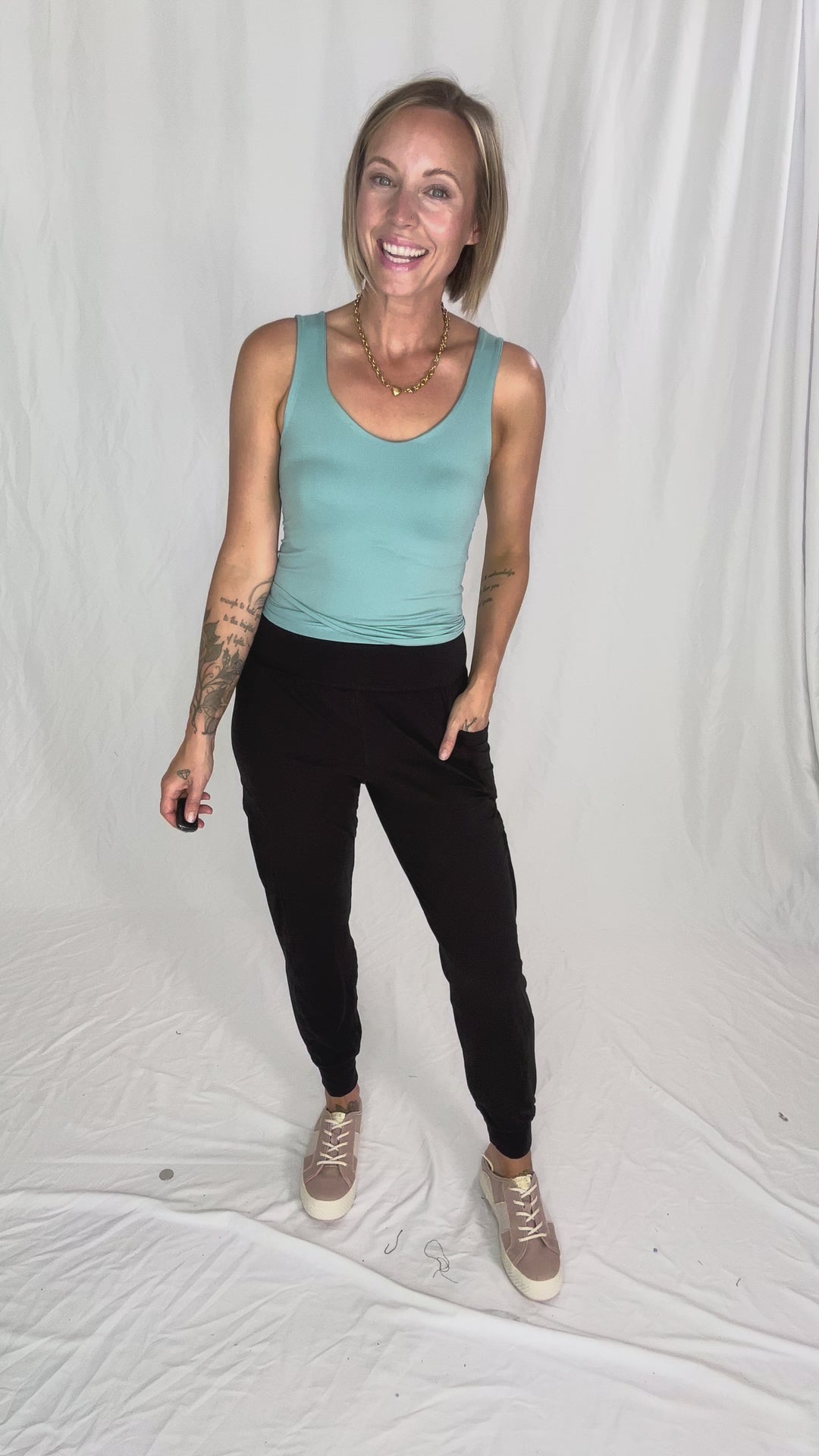 Justina Seamless Tank Top- DUSTY TEAL