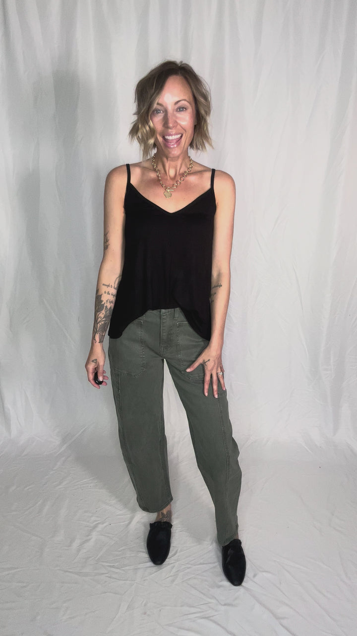 Khloe Reversible Spaghetti Cami- BLACK