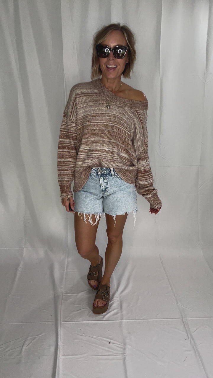 Lana Stripe Sweater- MOCHA MULTI-FINAL SALE