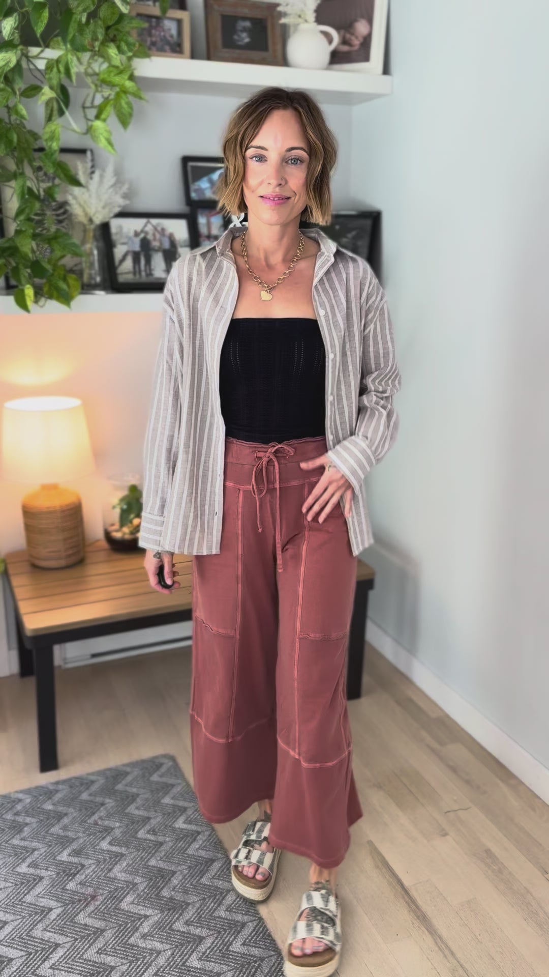 Salted Sun Linen Blend Button Down- MOCHA