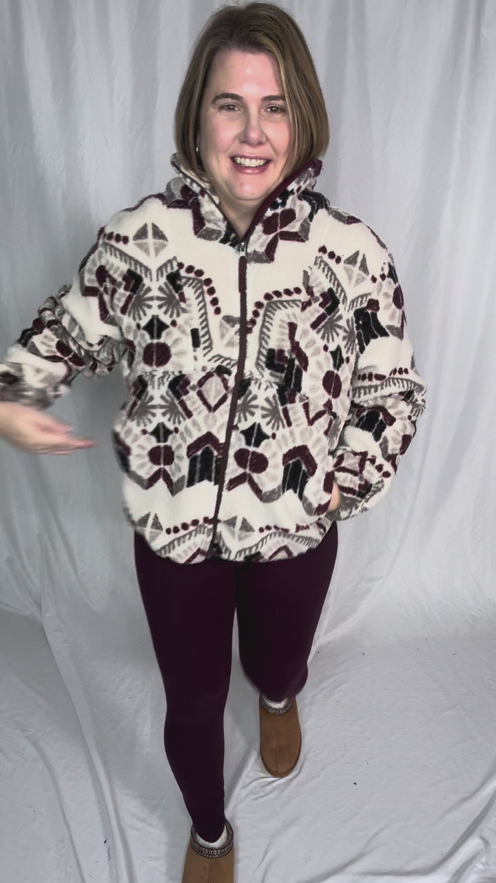 Ainsley Plush Sherpa Full Zip- WHITE ONYX