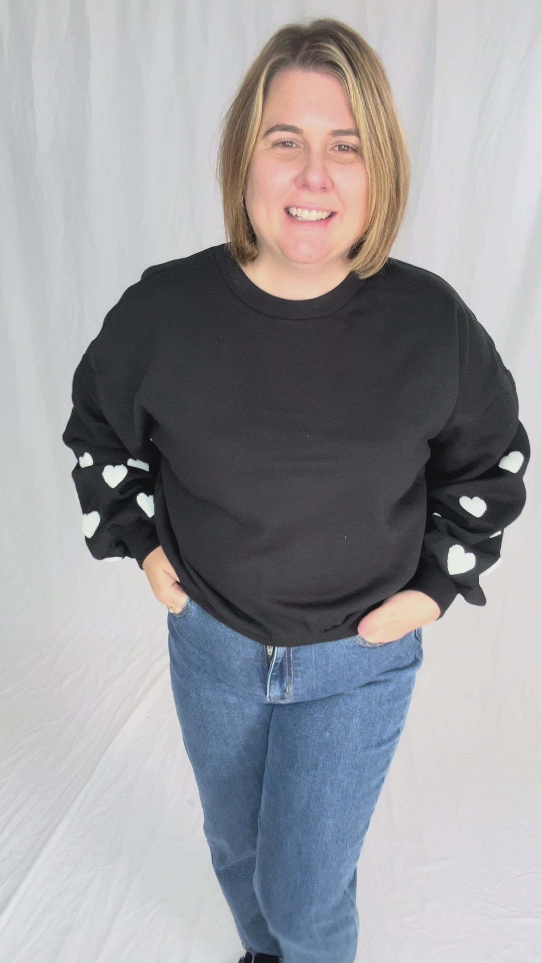ONLY Macy Hearts Sweatshirt- BLACK