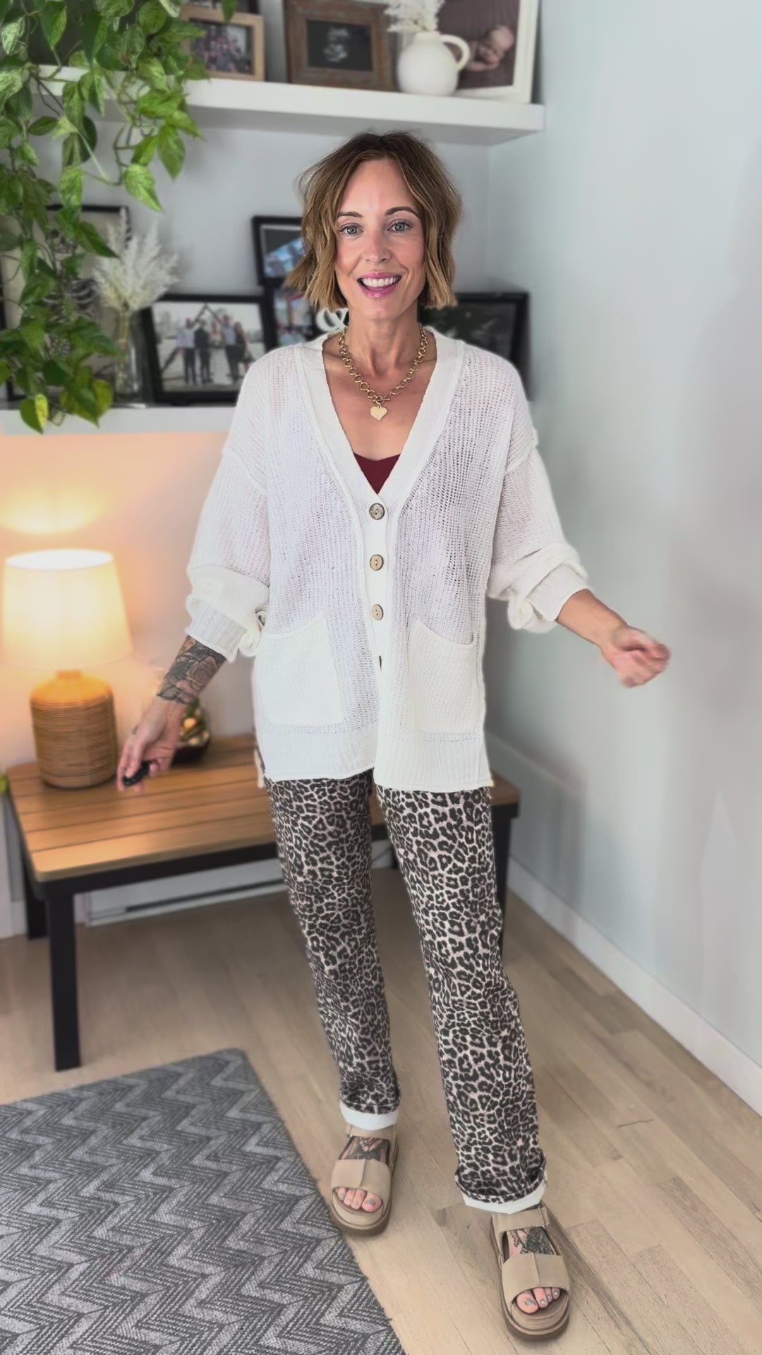 Nessa Button Down Cable Knit Cardigan- IVORY