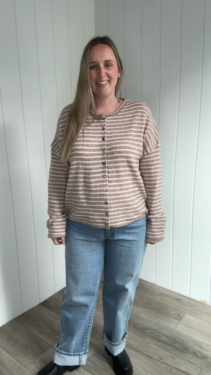 Quinn Button Down Sweater- MOCHA