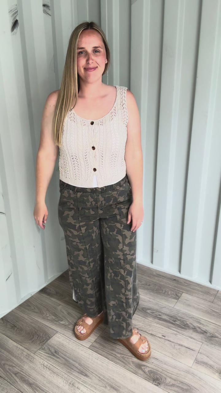 Vivian Cotton Tulip Washed Camo Relaxed Fit Jean- CAMO