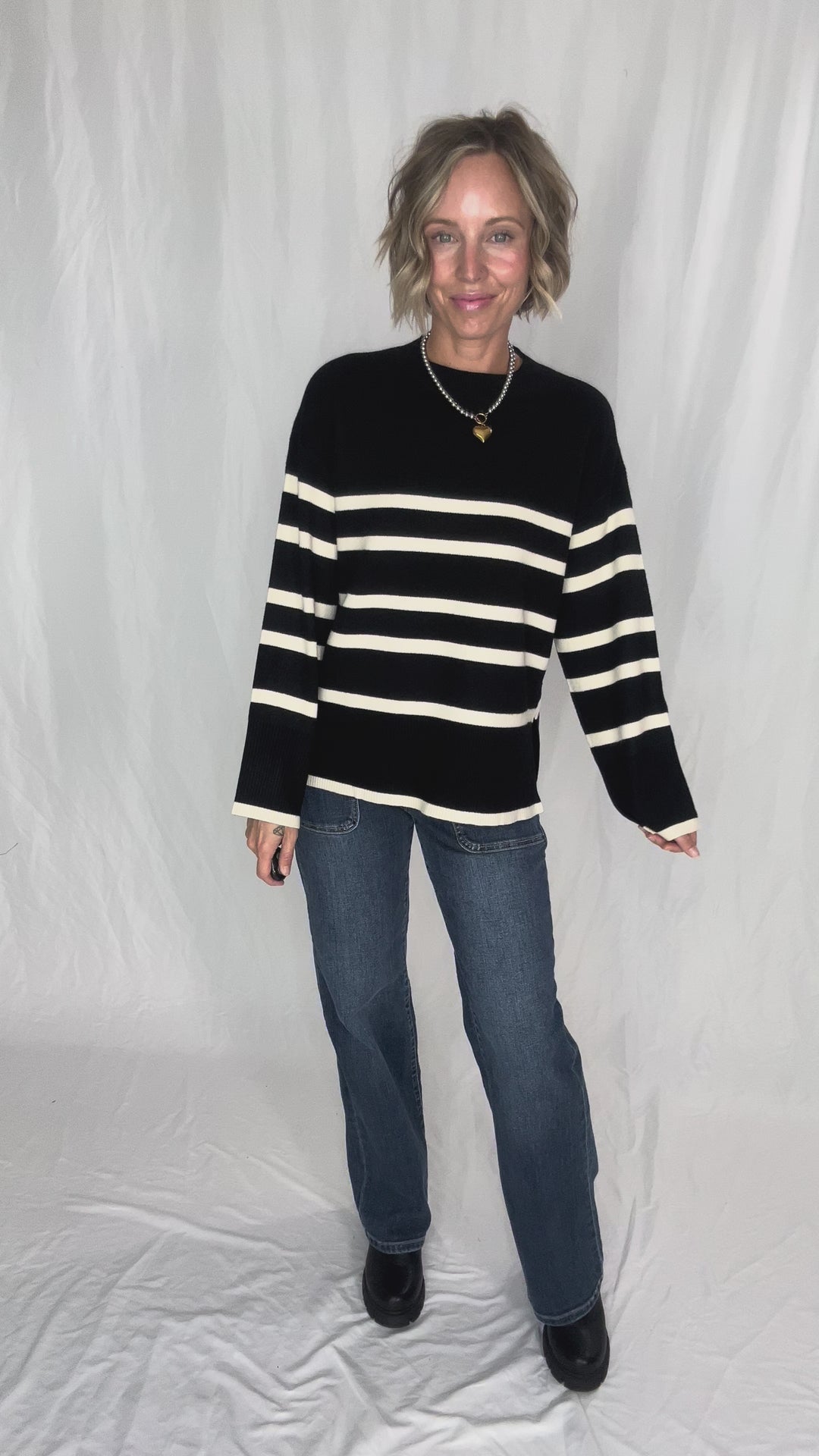 VERO MODA Saba O-Neck Sweater- BLACK STRIPE