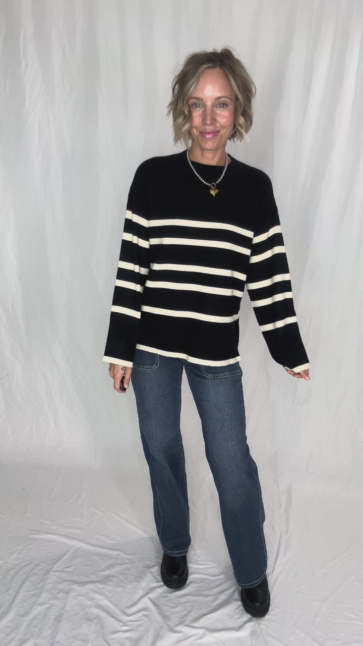 VERO MODA Saba O-Neck Sweater- BLACK STRIPE