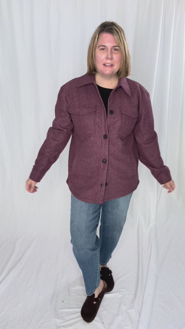 Rainier Classic Shacket- BURGUNDY