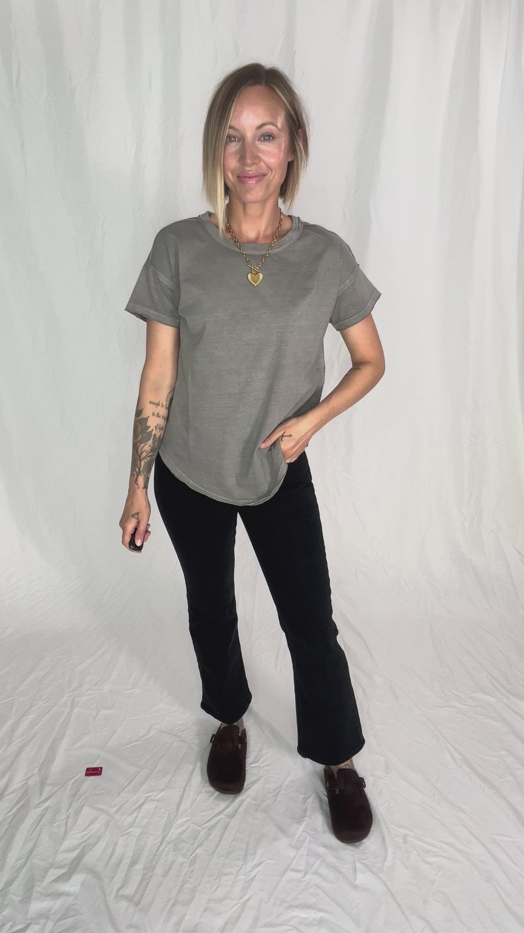 Soleen Exposed Seam Cotton Top- GREY