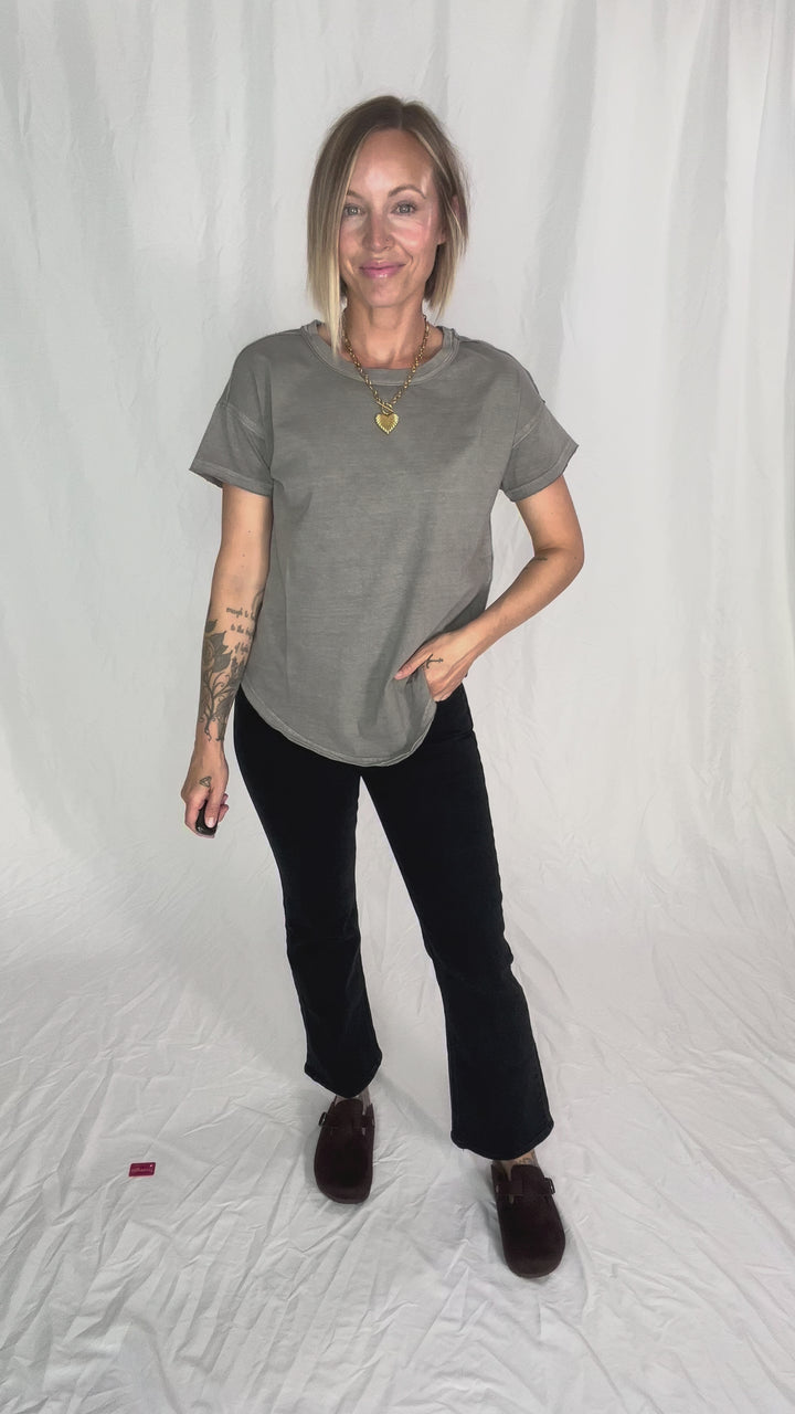 Soleen Exposed Seam Cotton Top- GREY