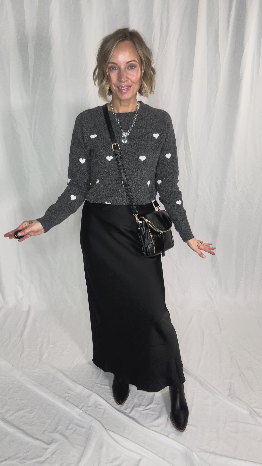 Aubree Flapover Crossbody Bag- BLACK