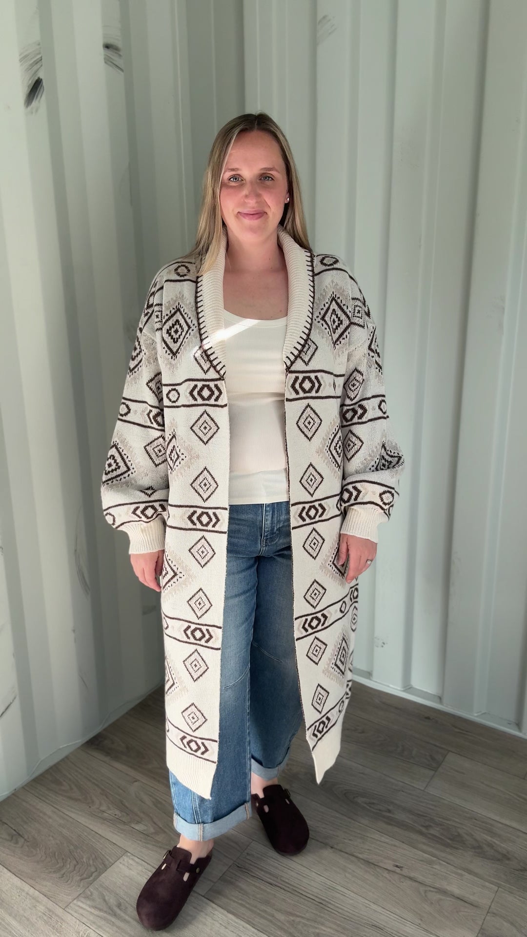 Lennox Western Cardigan- CREAM & BROWN