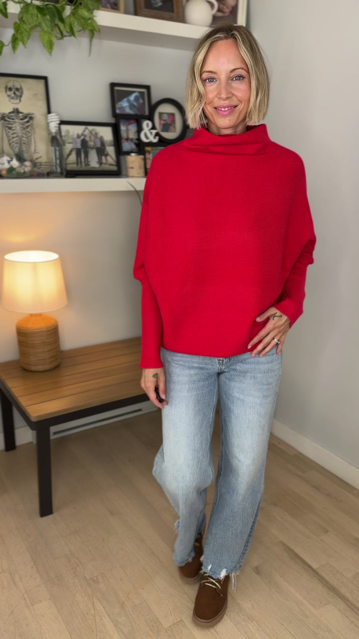 Wild Pines Dolman Sweater- RUBY