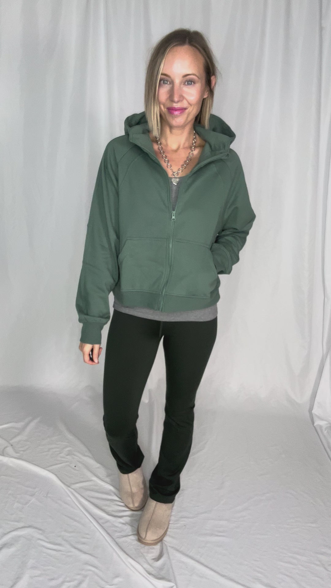 MONO B Kaid Soft Structure Fleece Zip Up- SILKY PINE