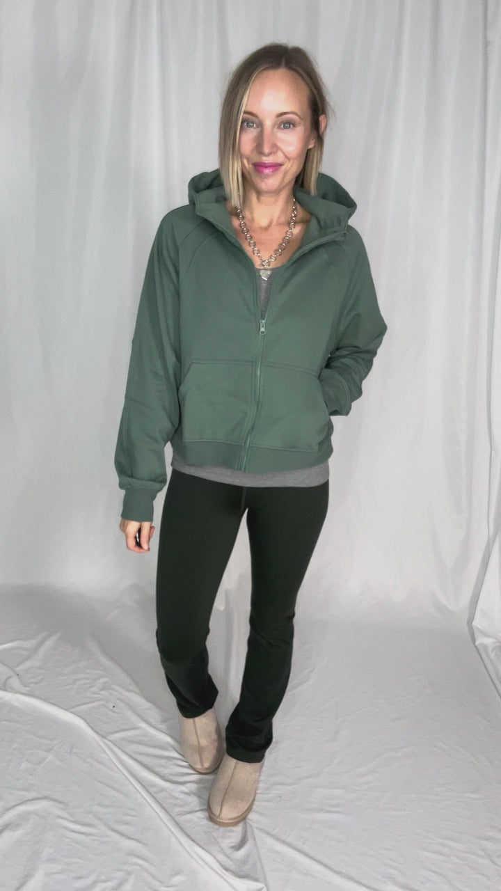 MONO B Kaid Soft Structure Fleece Zip Up- SILKY PINE