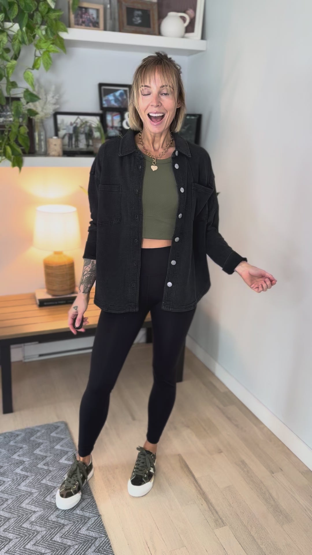 Grace Soft Terry Washed Shacket- CHARCOAL BLACK-FINAL SALE