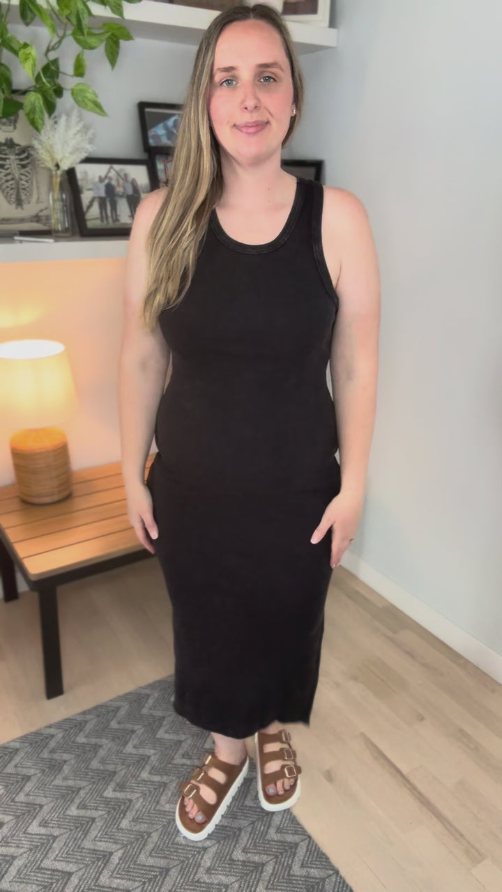 Patricia Ribbed Midi Dress- BLACK