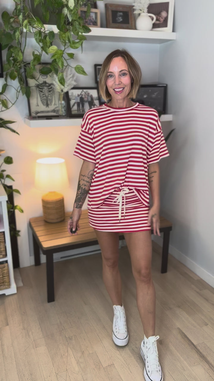 Mango Striped Skort Set- RED/WHITE