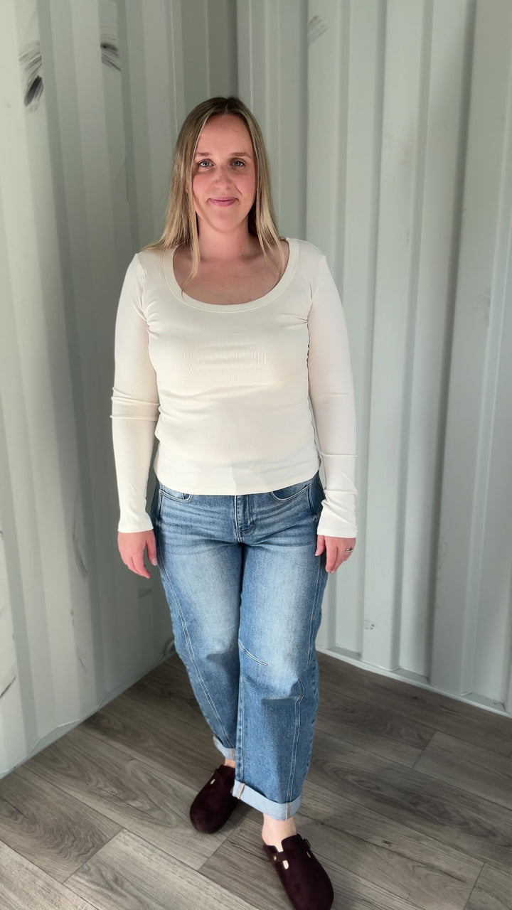 Mono B Linley Micro Ribbed Long Sleeve- VANILLA