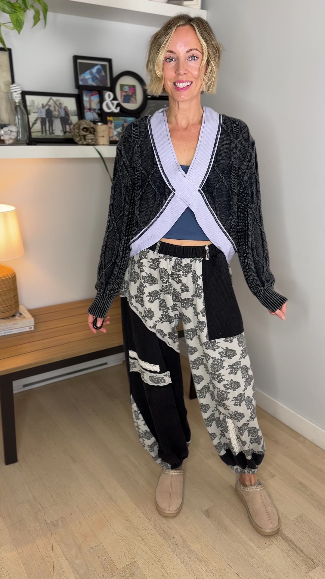 POL Crossroads Cropped Wrap Cardigan- MIDNIGHT NAVY