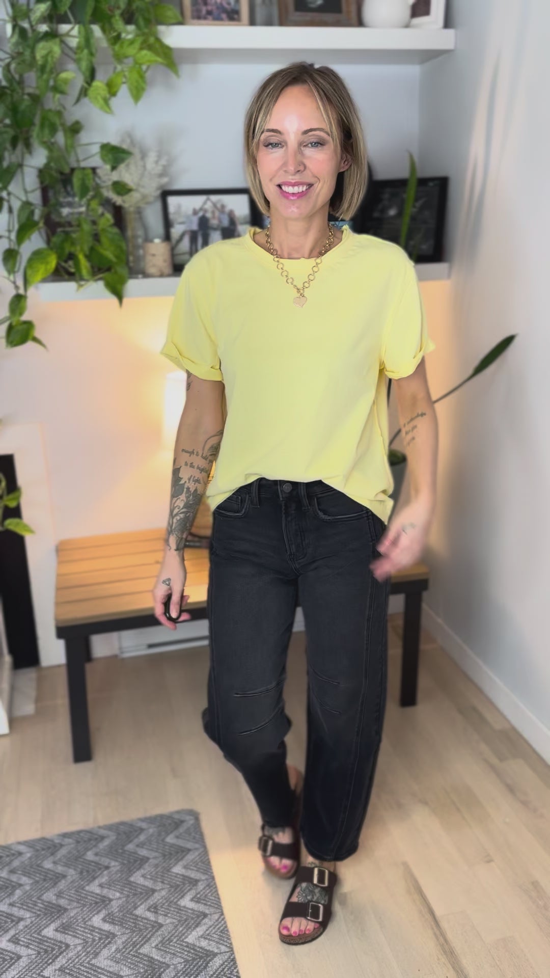 Tali Soft Cotton Blend Short Sleeve Tee- LEMON