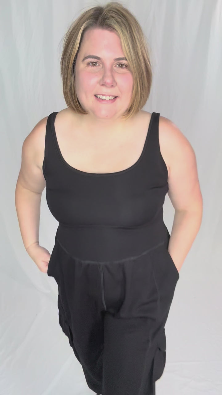 All Set Scuba Cargo Jumpsuit- BLACK