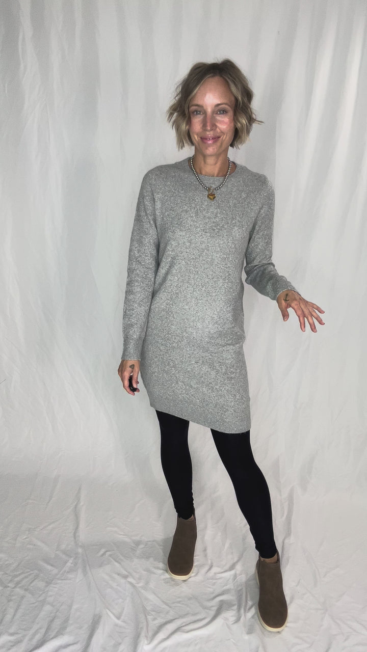 VERO MODA Doffy Sweater Dress Tunic- LT GREY MELANGE