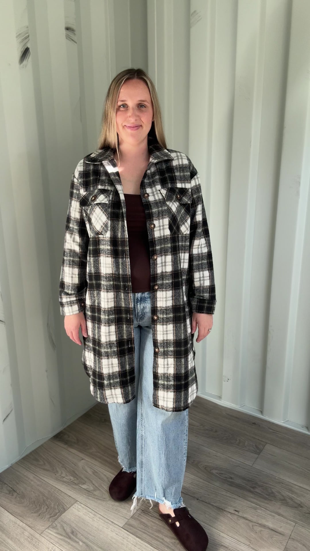 Out West Plaid Flannel Shacket- BLACK/OLIVE MUTLI