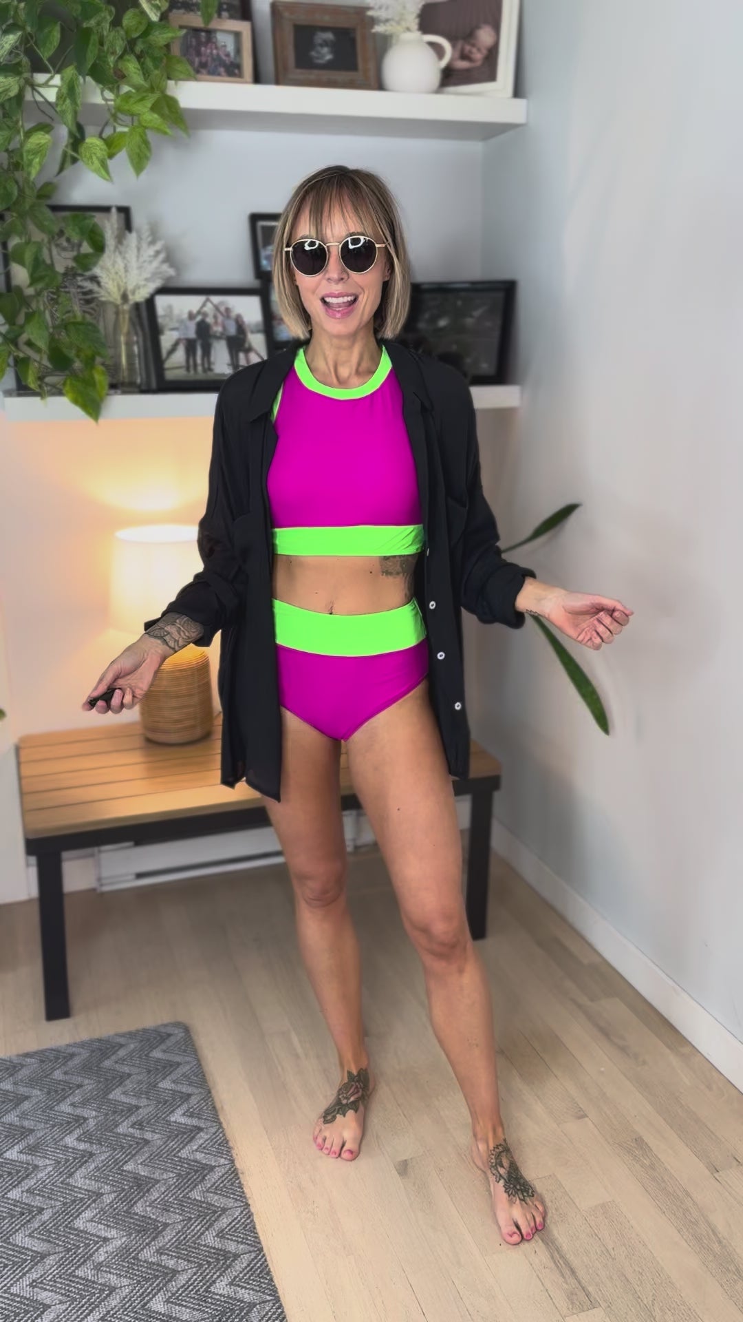Bali Beach Two Piece Swimsuit- PINK/NEON-FINAL SALE