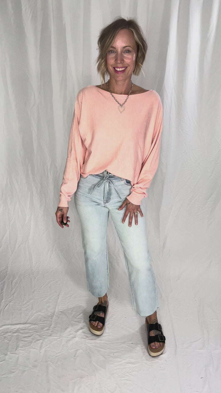 Maggie Knit Sweater- HEATHER SOFT CORAL