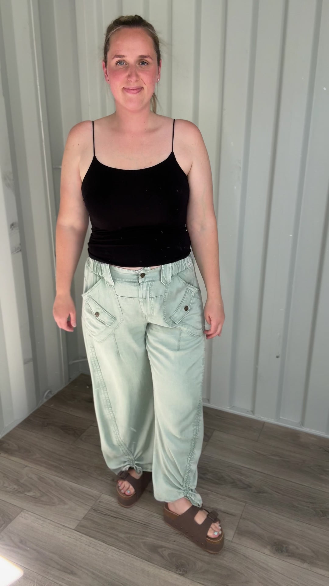 Adams Cargo Ruched Pant- SAGE