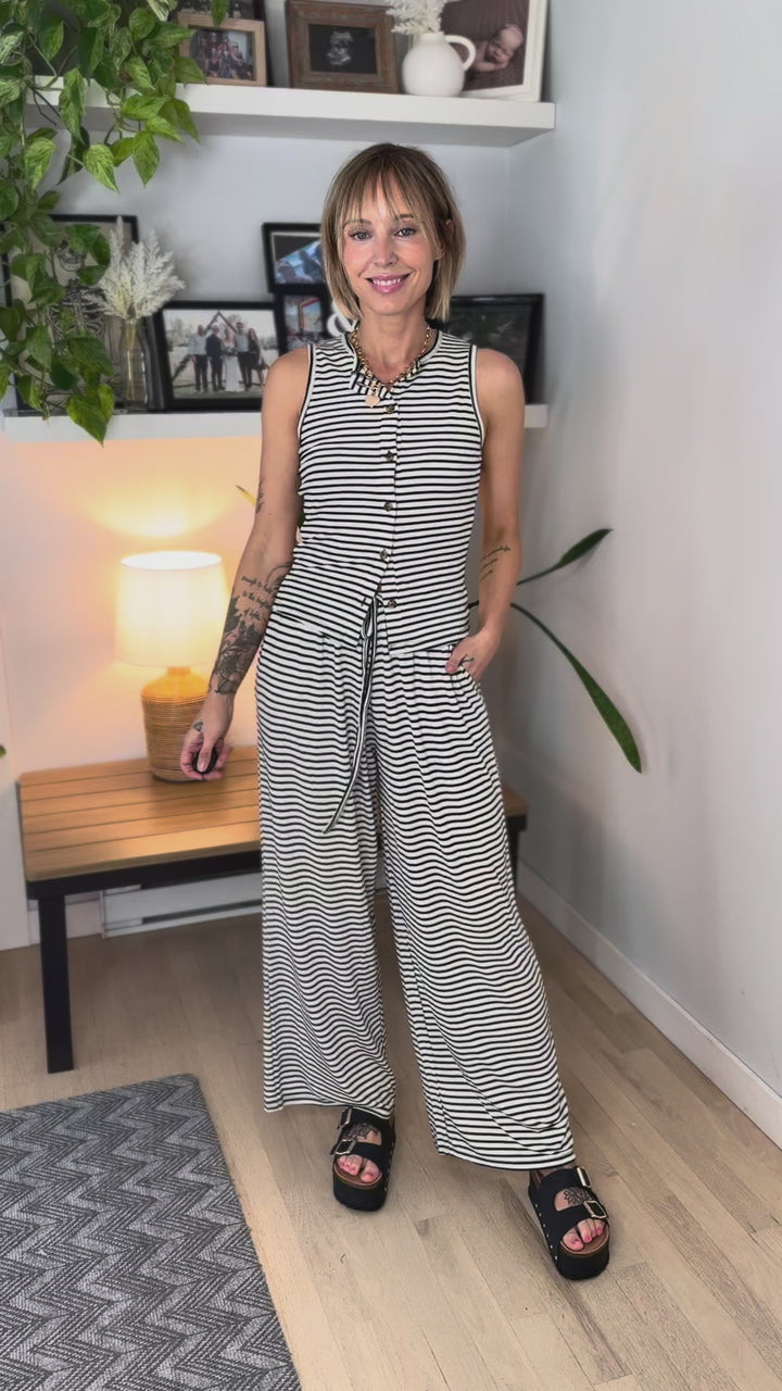 Maple Striped Knit Set- BLACK-FINAL SALE