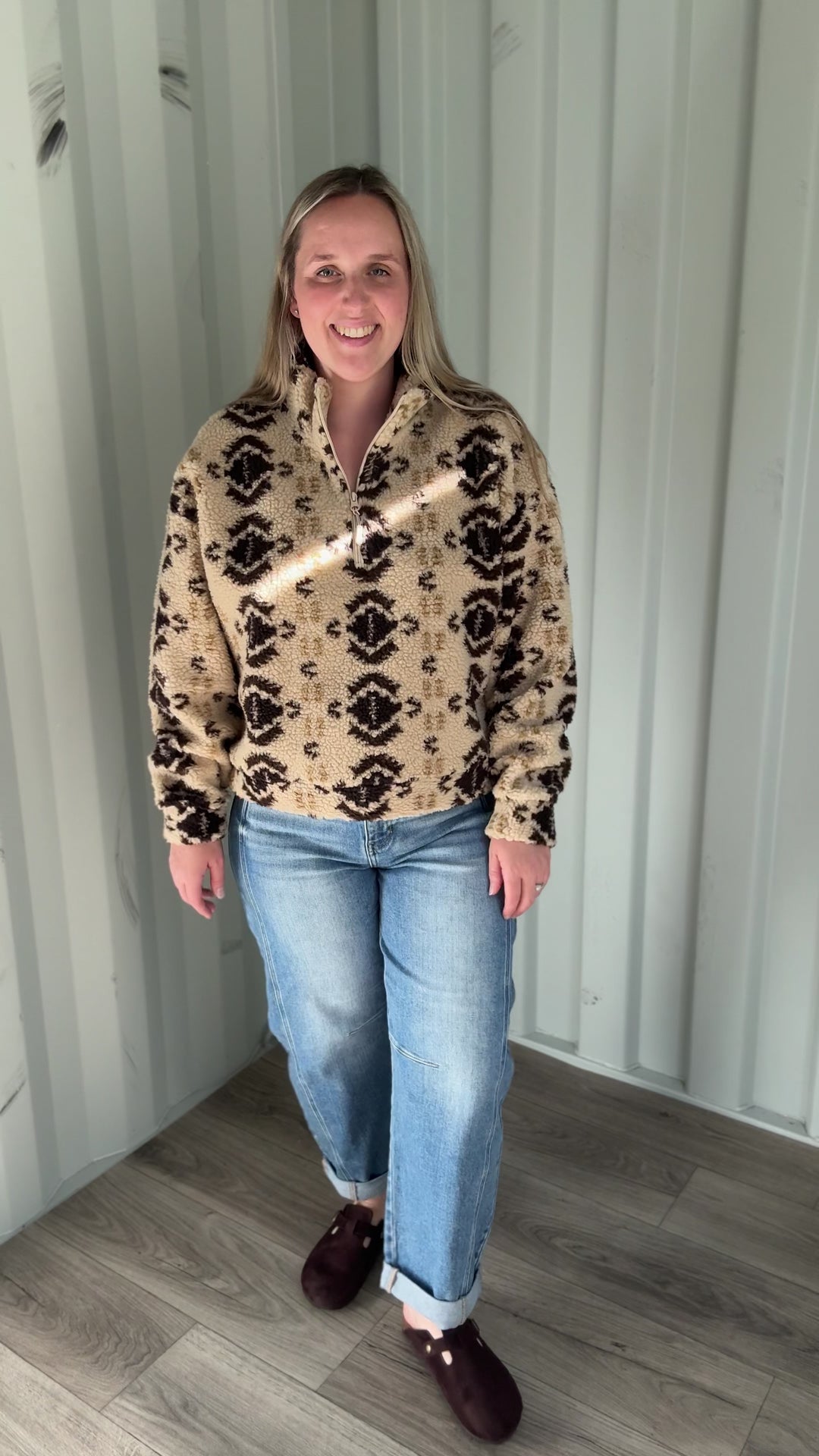 ONLY Janne Aztec Sherpa 1/2 Zip- GEO EARTH