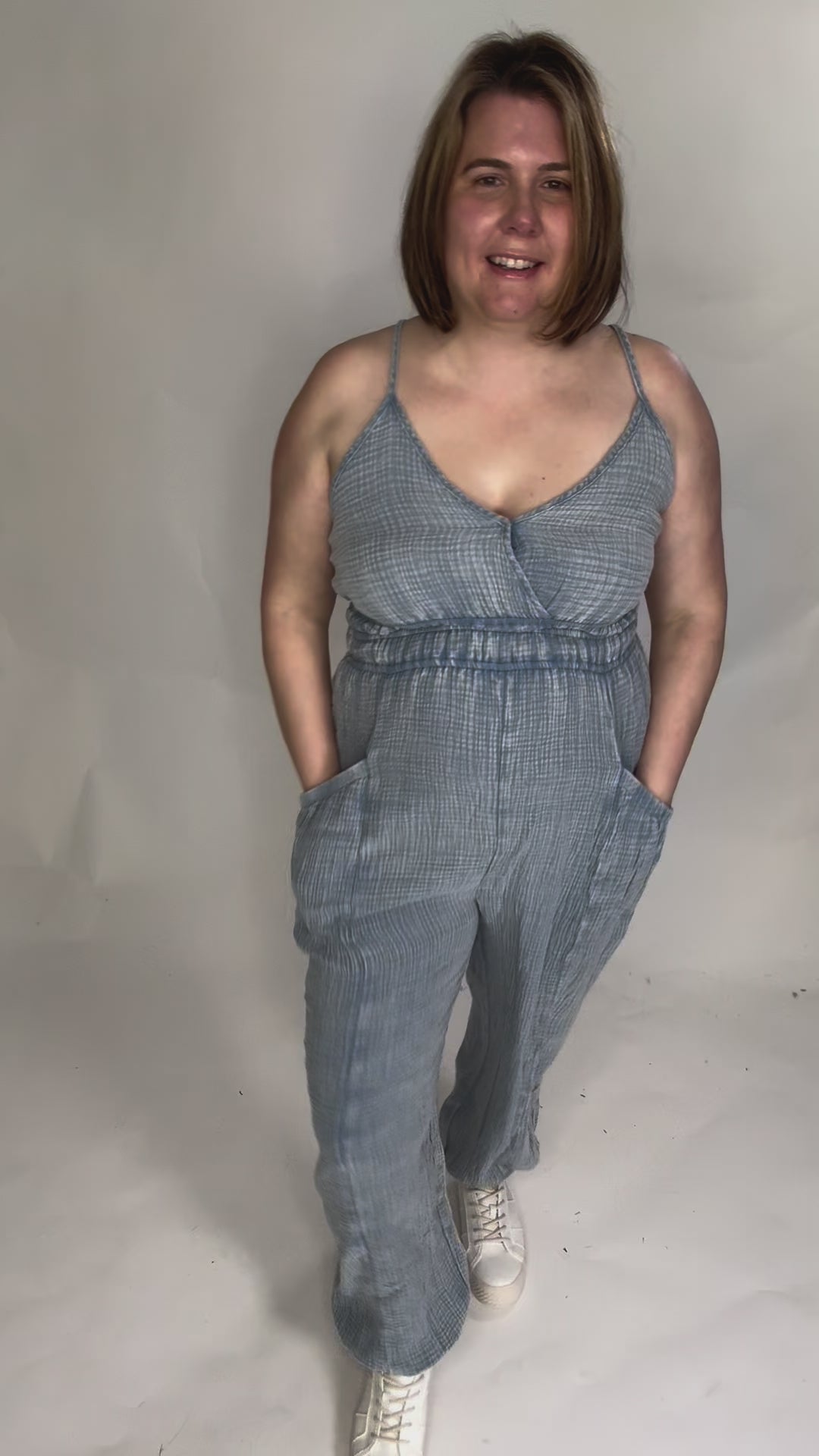 Silvia Cotton Jumpsuit- DENIM-FINAL SALE