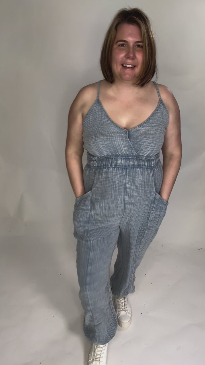 Silvia Cotton Jumpsuit- DENIM-FINAL SALE