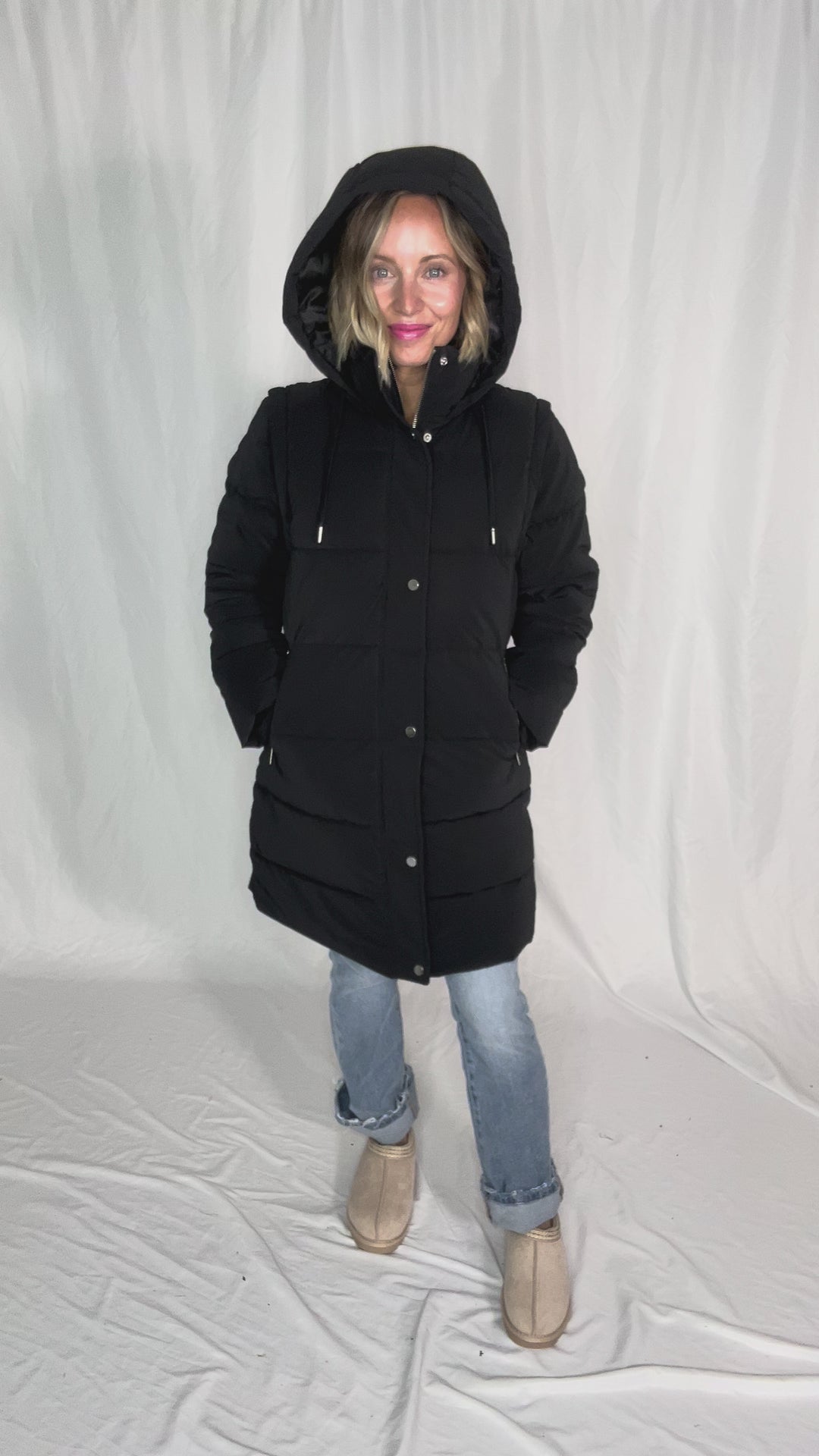 Only Dixie 2-In-1 Puffer Water Repellent Coat- BLACK