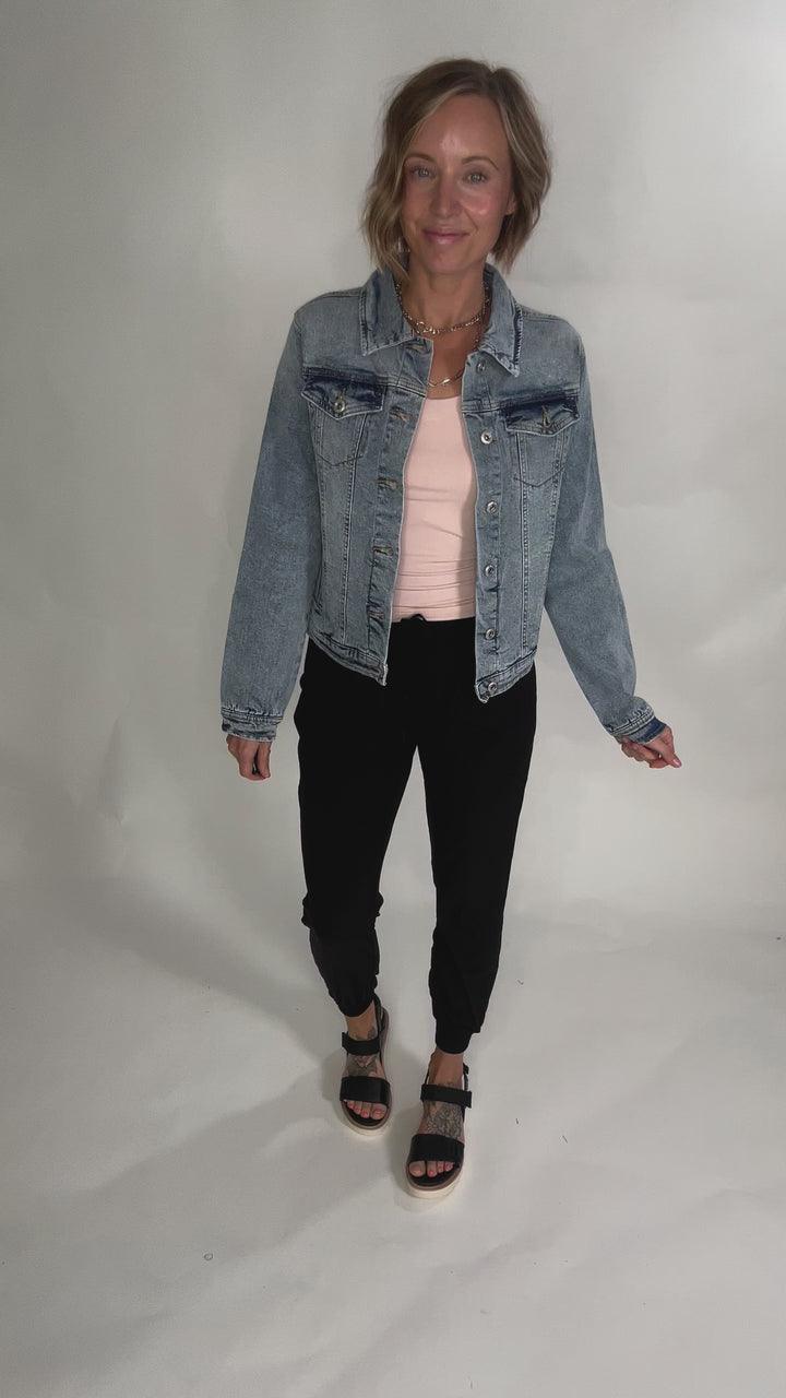 Monaco Classic Stretch Denim Jacket- LIGHT WASH-FINAL SALE
