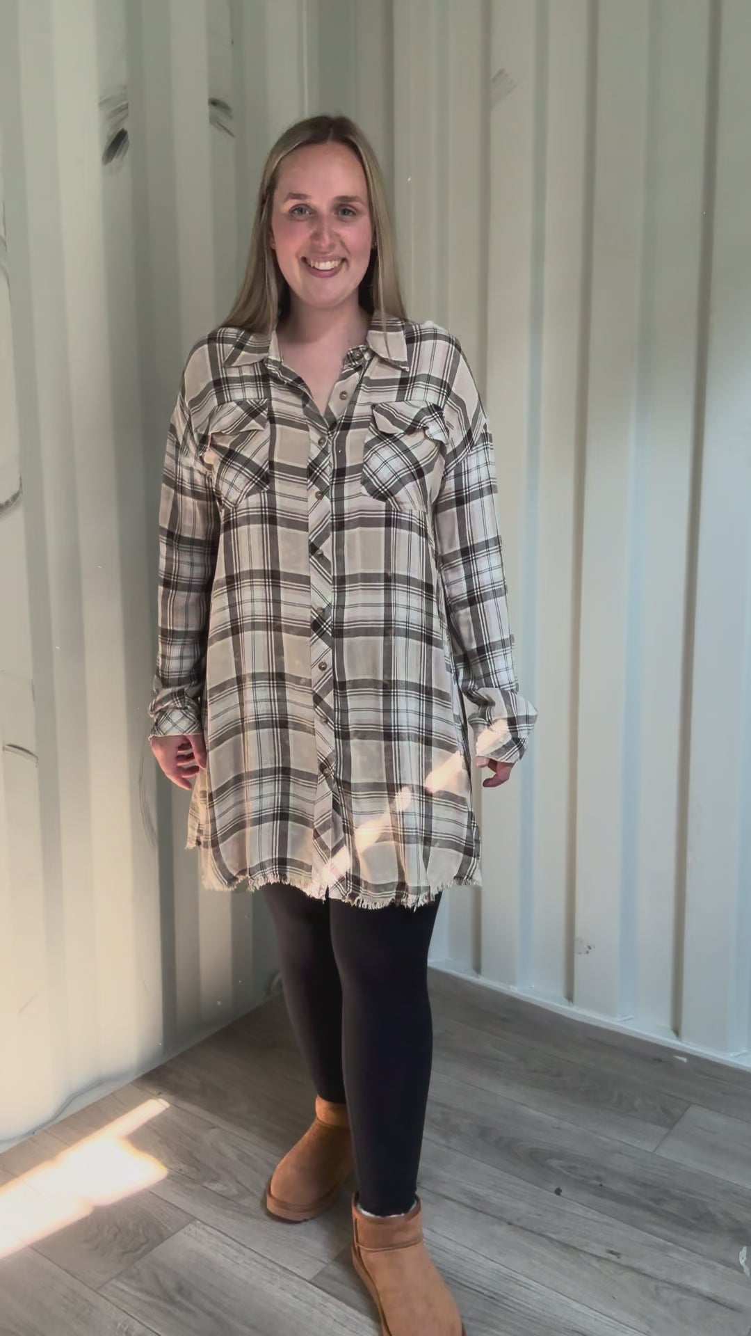 Spruce Bleached Plaid Duster- OATMEAL