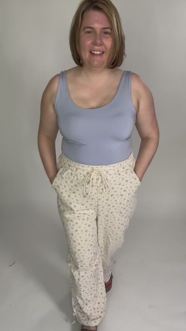 Lucy Scoop Neck Jersey Tank- DUSTY BLUE-FINAL SALE