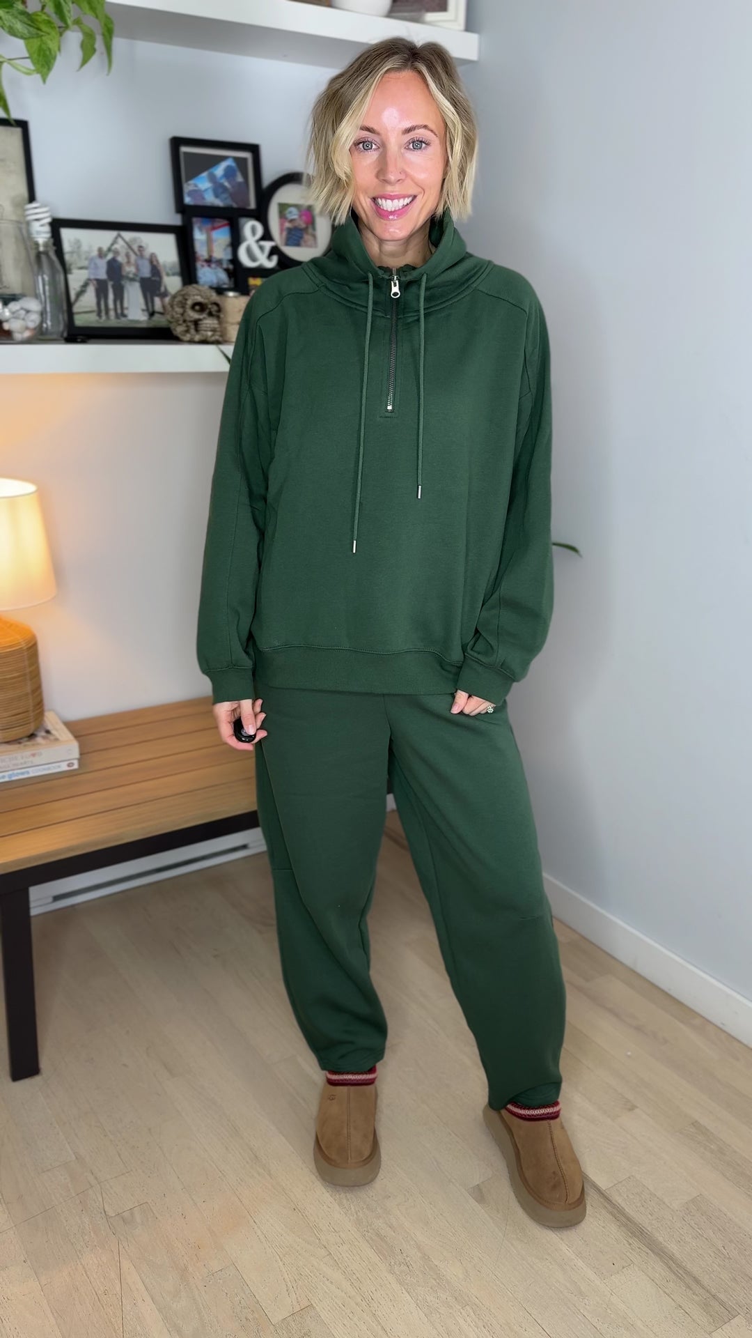 MONO B Lakeside Fleece Half Zip Pullover- SYCAMORE