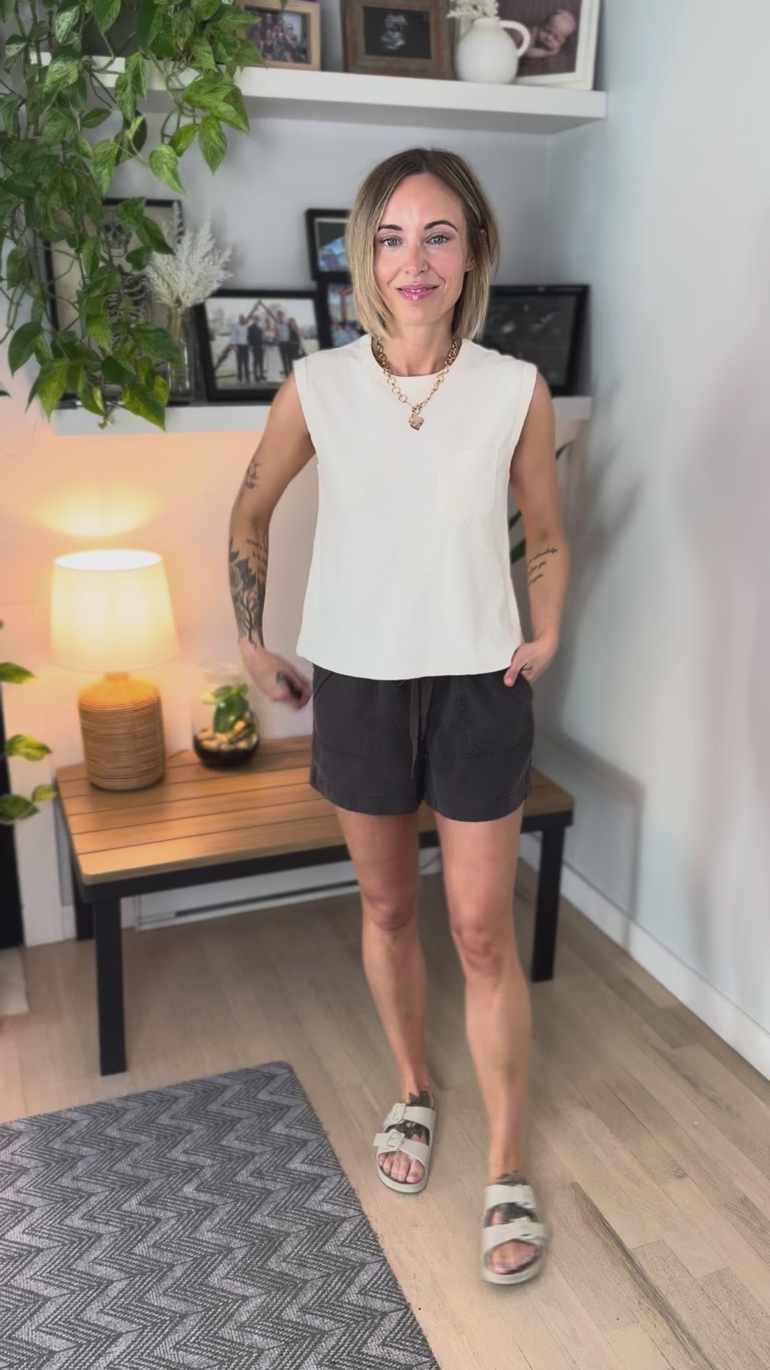 Zosia Cotton Pocket Tank- CREAM