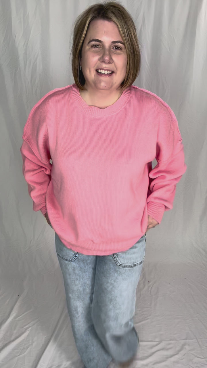 Soula Cotton Knit Sweater- PINK
