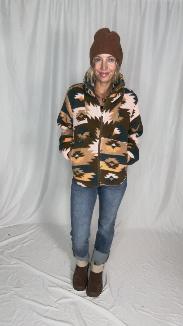 Ainsley Plush Sherpa Full Zip- SEPIA PRAIRIE